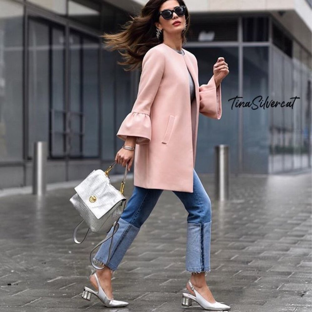 Zara Pink Bell Sleeve Coat Sz S NWT - Picture 2 of 12